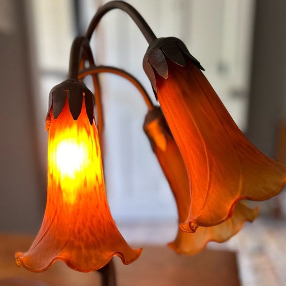 Meyda Tiffany Pond Lily 3 Light Accent Lamp, 16" Height, Amber - Picture 11 of 13